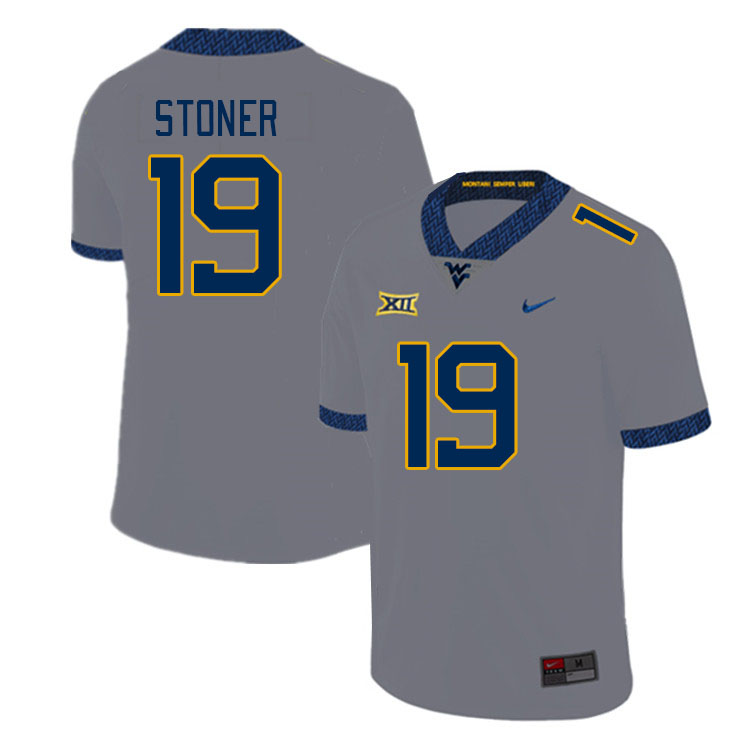 Men #19 Sam Stoner West Virginia Mountaineers College Football Jerseys Stitched Sale-Gray